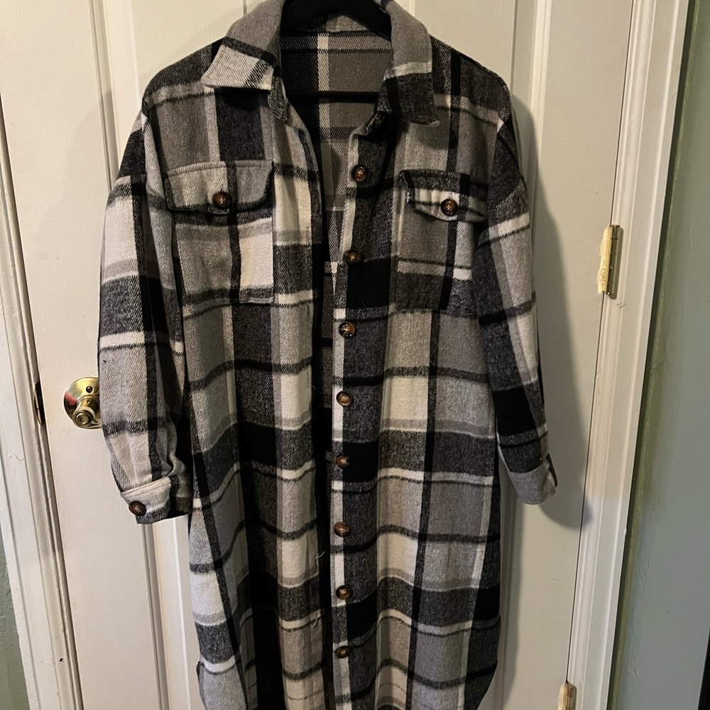 Black and White Plaid flannel shacket